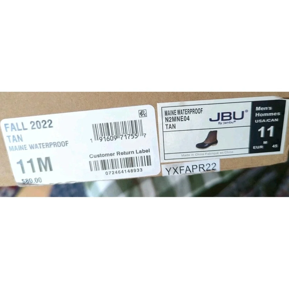 Jbu Men's Tan Maine Waterproof Duck Boots Size 11 Excellent Condition 2022